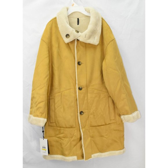 DKNY Women's Faux-Shearling Walker Coat, L, NwT RACK501555AFA